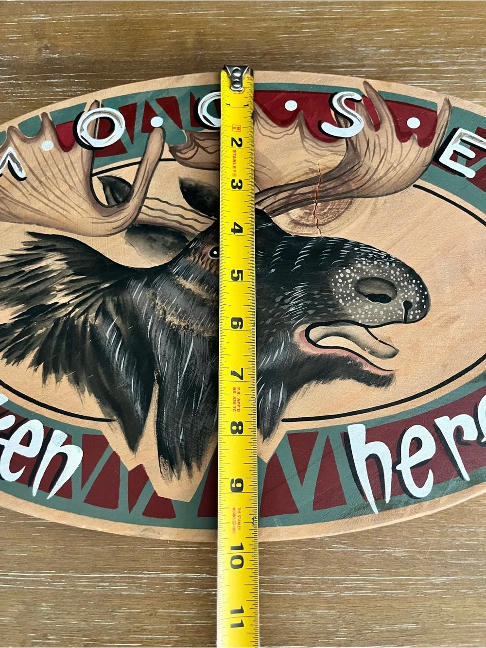 Moose Spoken Here! Jon Q. Wright Oval Wood Moose Art Sign Woodland Animal